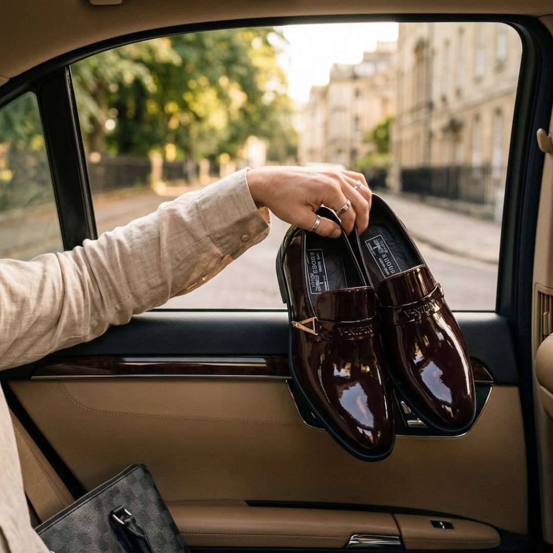 The Chatsworth – monk strap loafer in patent-finish faux leather