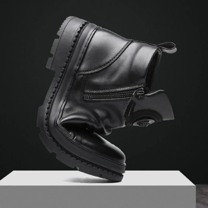 The Rochester – men's black faux leather zip boot