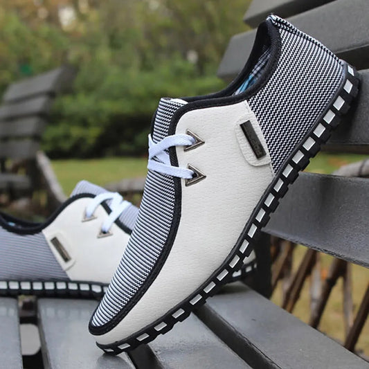 The Harwich – men's herringbone casual shoe with contrast toe