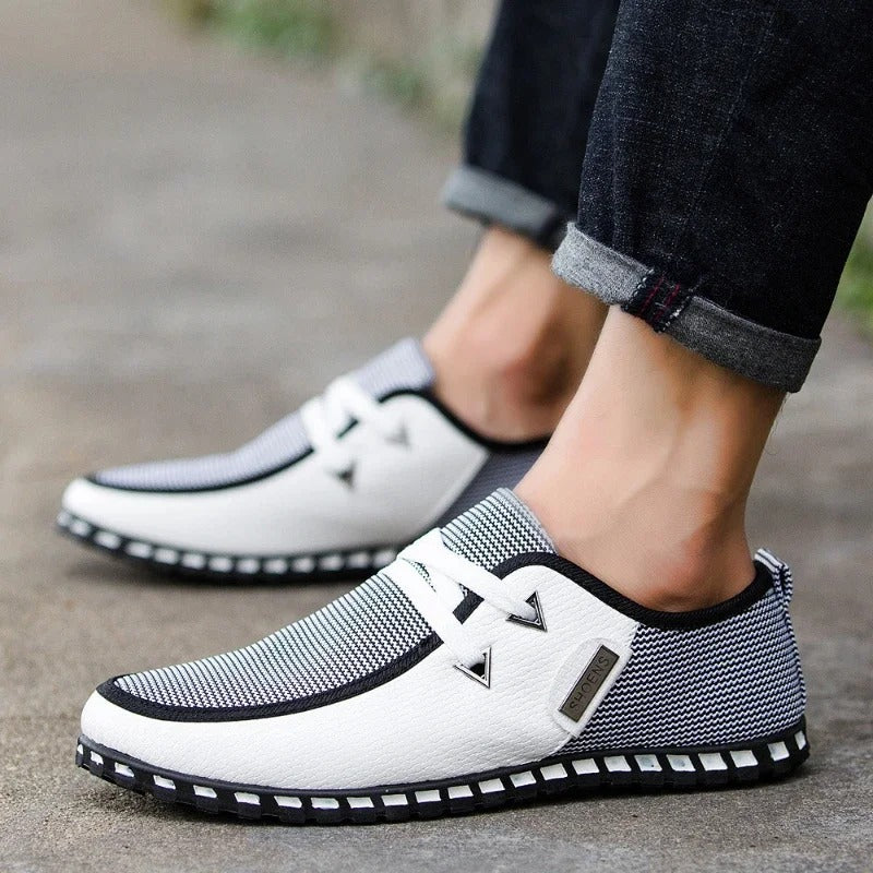 The Harwich – men's herringbone casual shoe with contrast toe | DaisyLoveClothing